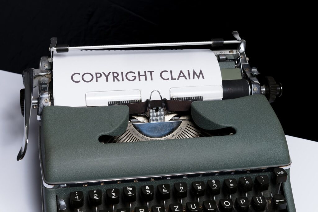 copyright claim written by a typewriter