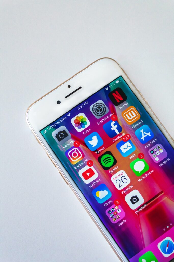 social media icons inside a phone